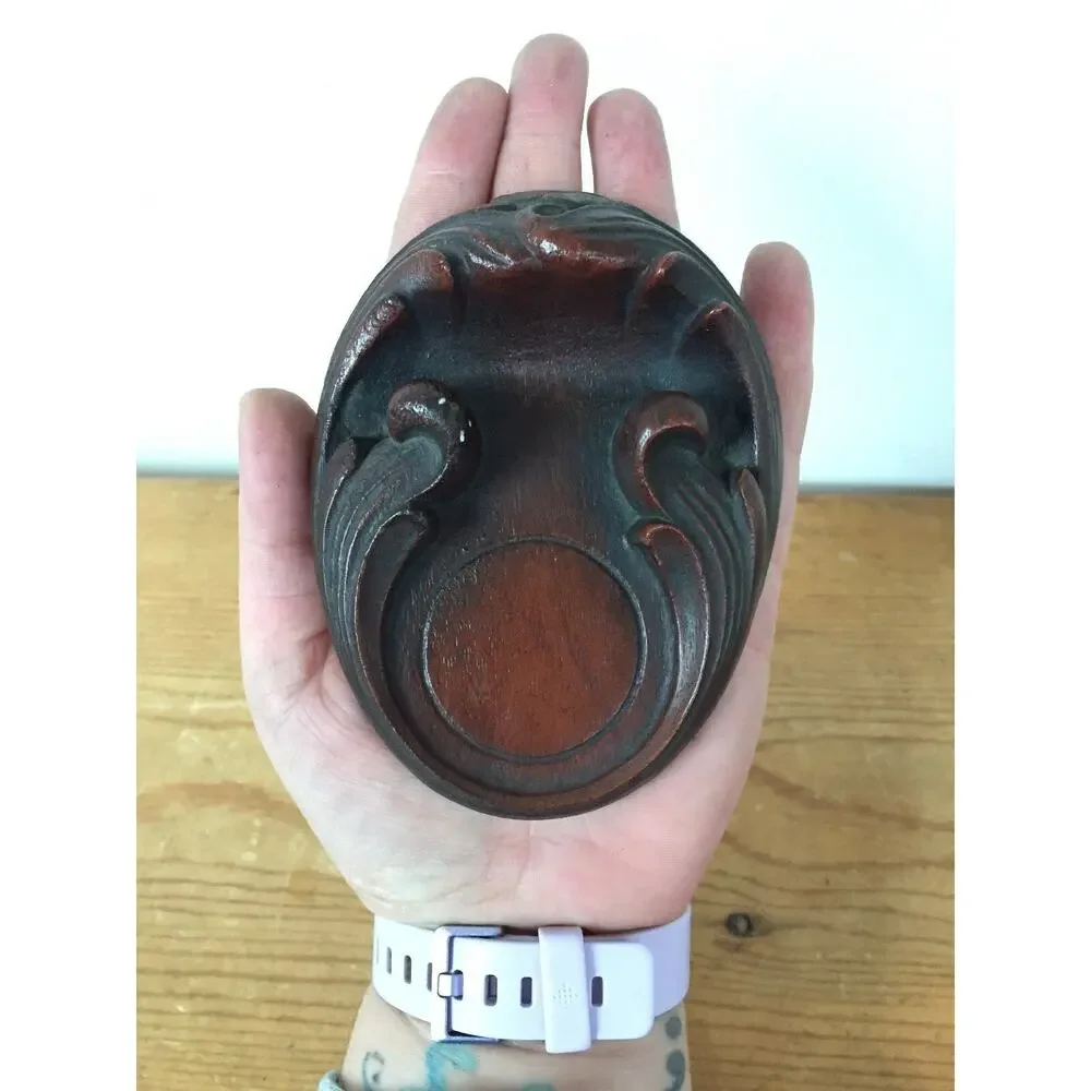 Vtg Syroco Wood Resin Faux Vase Figurine Stand Buddhist Altar Offering Bowl 1.5